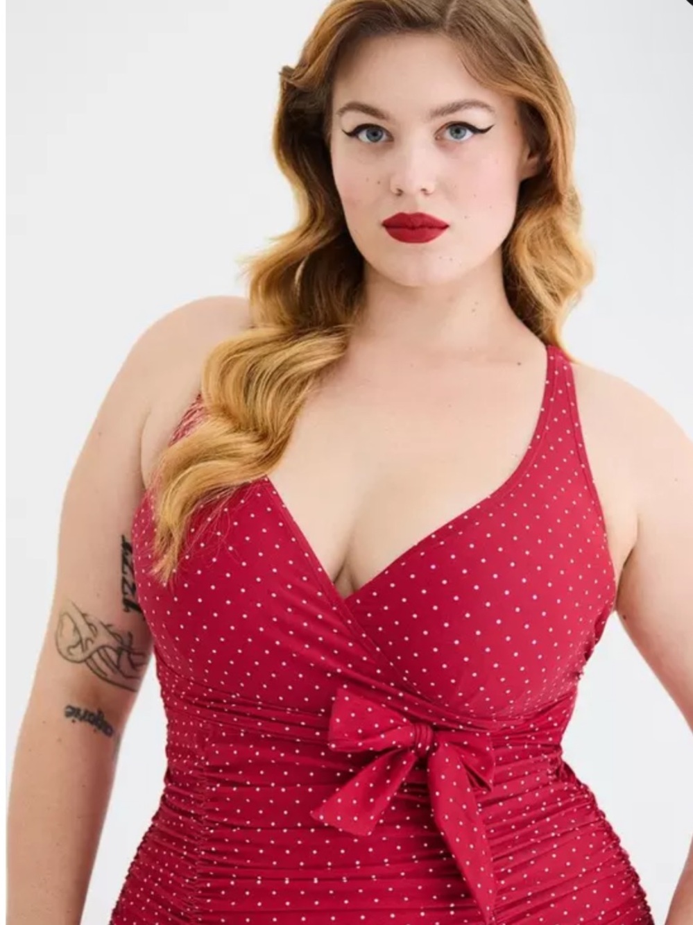 TORRID RETRO CHIC 1X NWTS VINTAGE STYLE UNDERWIRE SUIT W/ polka dots - Picture 5 of 9